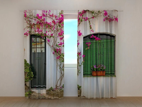 Tende fiori sulla finestra - fiori,